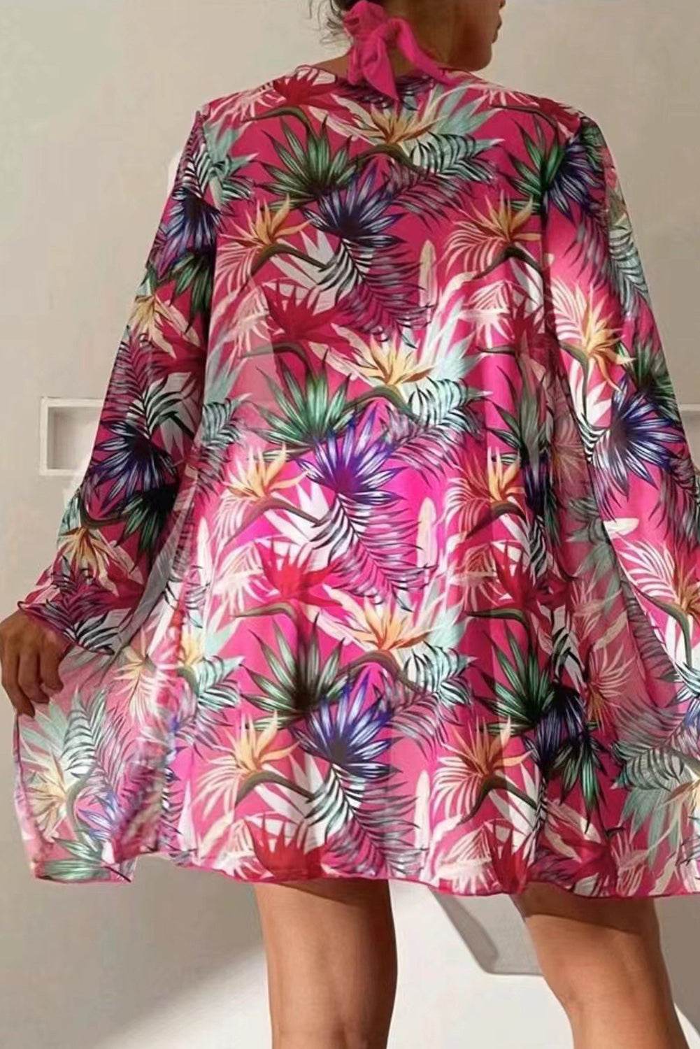 Printed Halter Neck Three-Piece Swim Set - Selvanelle