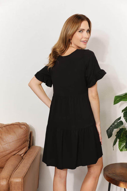 Mandy V-Neck Flounce Sleeve Tiered Dress for All Occasions - Selvanelle