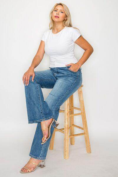 bytos Full Size Cat's Whiskers Bootcut Jeans for Women - Selvanelle