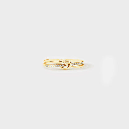 925 Sterling Silver Double-Layered Knot Ring for Women - Selvanelle
