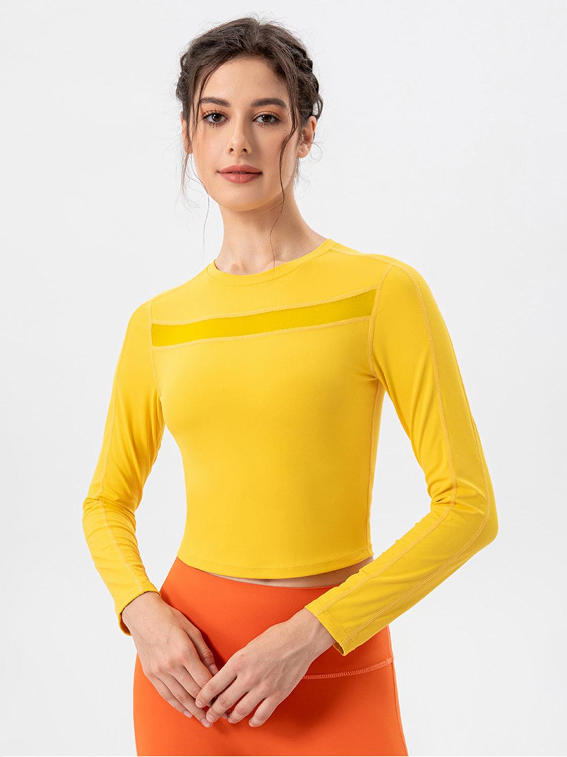 Round Neck Long Sleeve Active T-Shirt for Comfort and Style