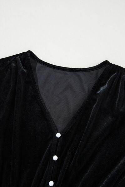 Ruffle Hem Slit V-Neck Long Sleeve Dress for Women - Selvanelle