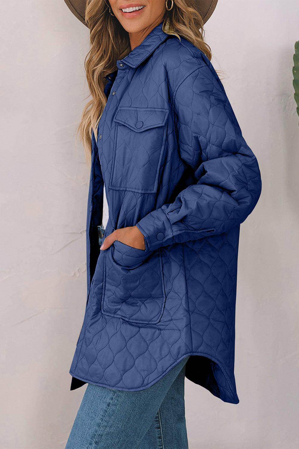 Snap Down Collared Winter Coat for Stylish Warmth - Selvanelle