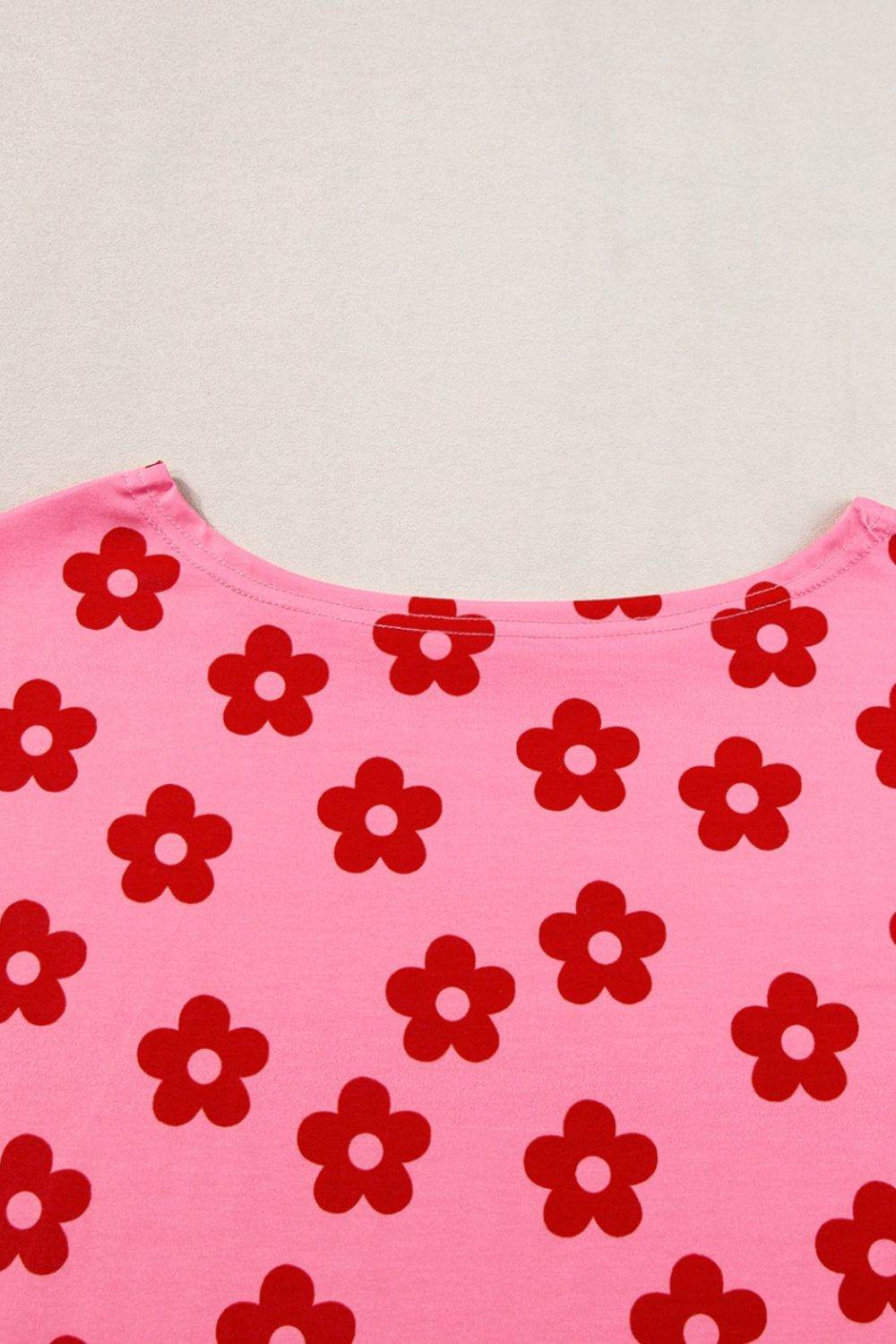 Floral Cropped Tee and Shorts Lounge Set - Selvanelle