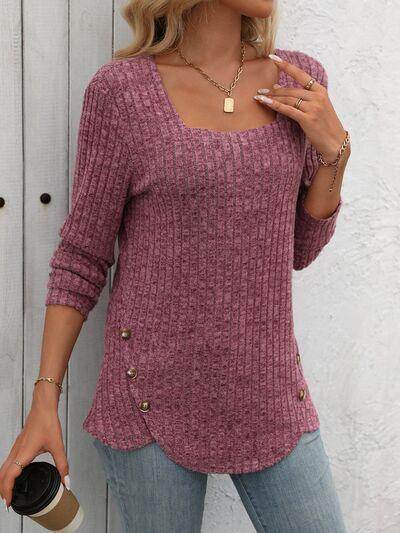 Mandy Square Neck Long Sleeve T-Shirt for Women Fashion - Selvanelle