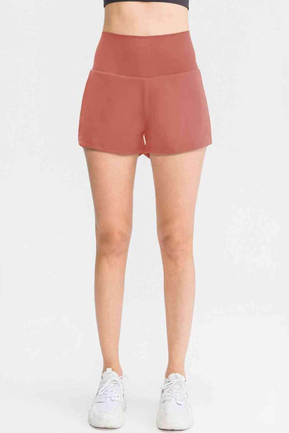 Wide Waistband Sports Shorts with Pockets for Women - Selvanelle