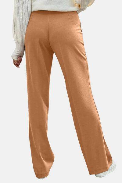Decorative Button High Rise Pants for Stylish Comfort - Selvanelle