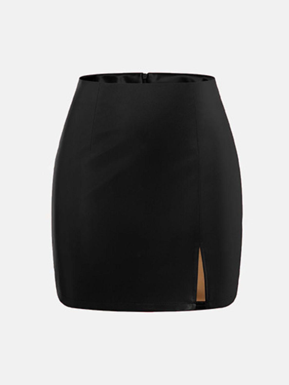 Stylish Slit Mini Skirt with Zipper for Fashionable Looks