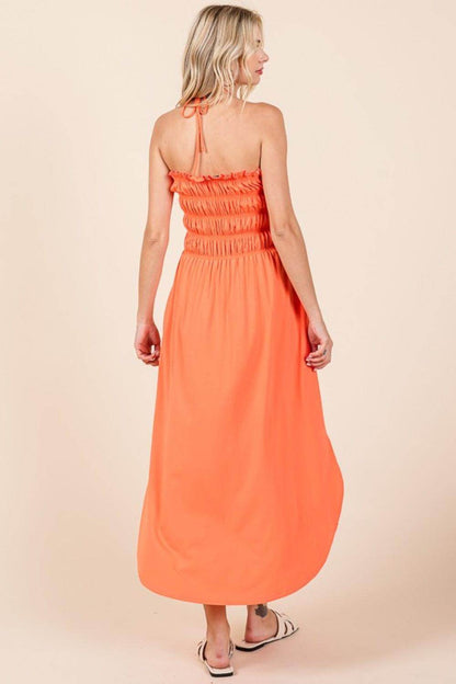 Culture Code Tie Back Shirring Dress with Pockets Chic - Selvanelle