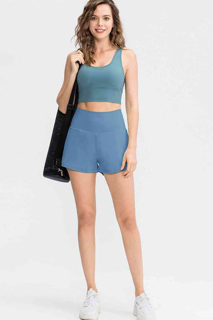 Wide Waistband Sports Shorts with Pockets for Women - Selvanelle