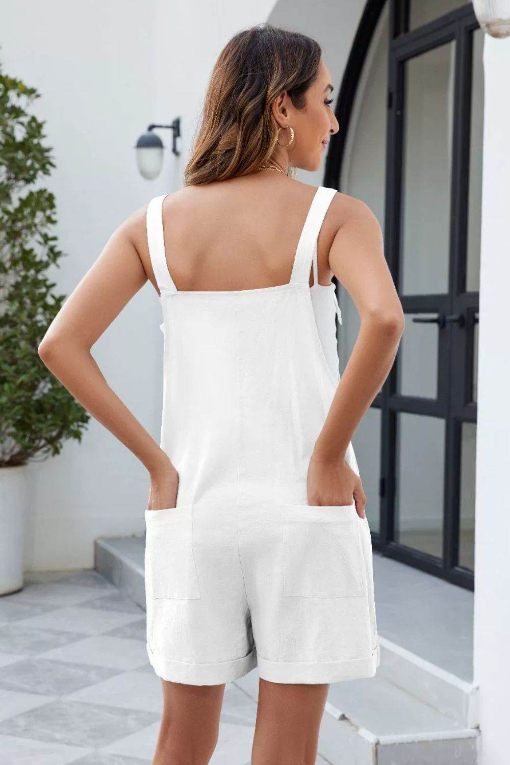 Knotted Strap Romper with Pockets - Selvanelle
