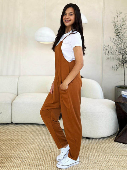 Double Take Full Size Sleeveless V-Neck Pocketed Jumpsuit - Selvanelle