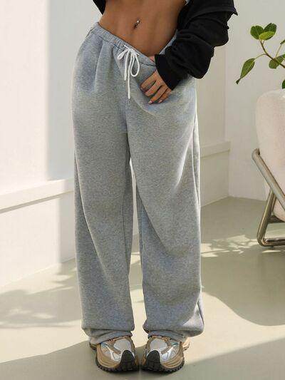 Drawstring Wide Leg Pants with Pockets for Comfort - Selvanelle