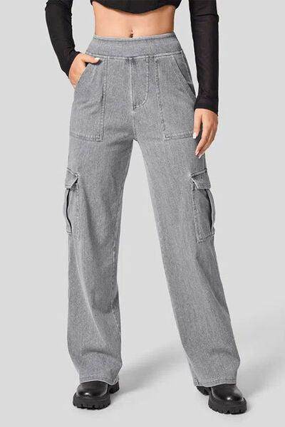 High Waist Straight Leg Cargo Jeans for Modern Style - Selvanelle