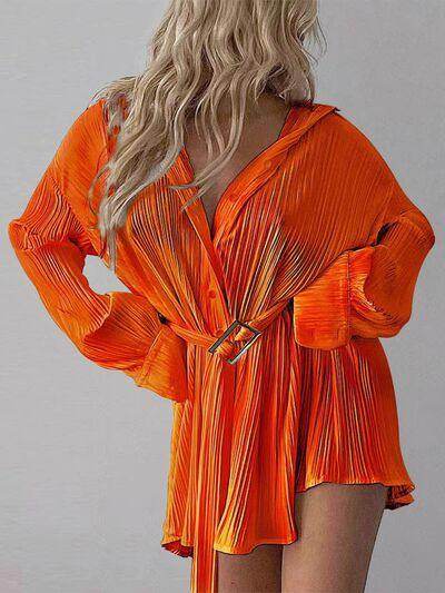 Button Up Dropped Shoulder Shirt Dress for Women Stylish - Selvanelle
