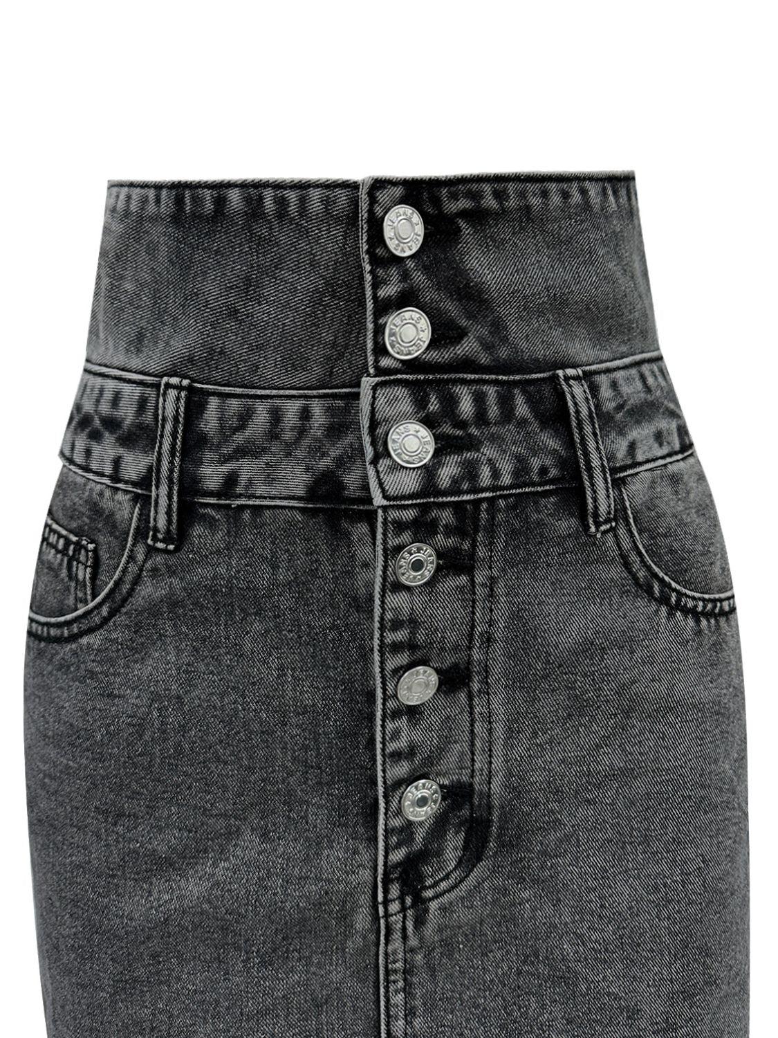 Raw Hem High Waist Denim Skirt for Trendy Casual Style