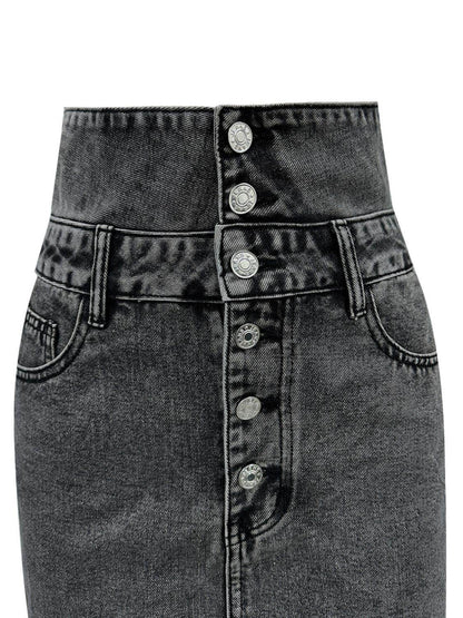 Raw Hem High Waist Denim Skirt for Trendy Casual Style - Selvanelle