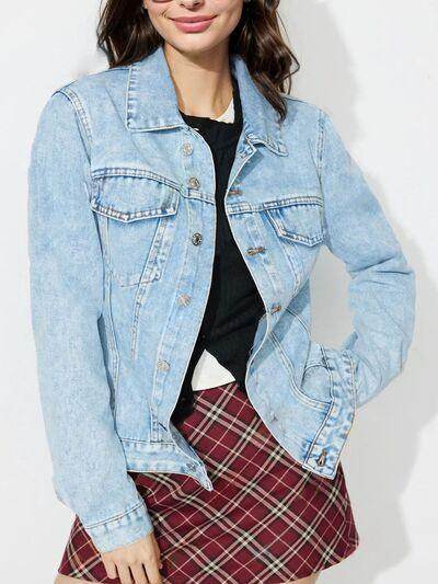 Button Up Long Sleeve Denim Shacket for Stylish Outfits - Selvanelle