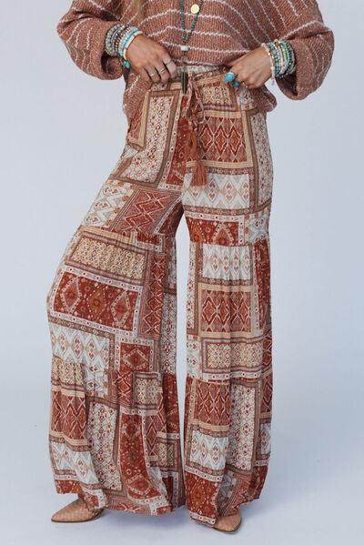 Geometric High Waist Wide Leg Pants for Stylish Comfort - Selvanelle