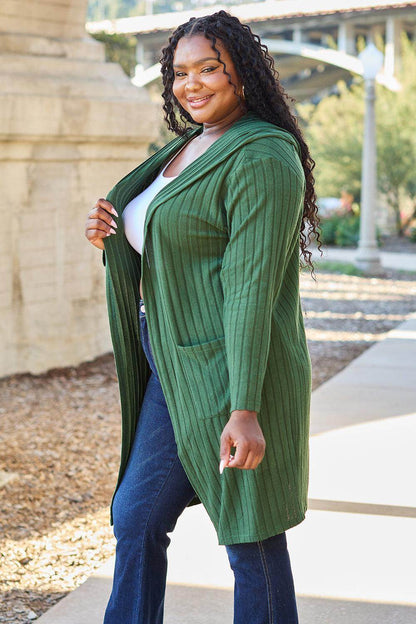 Basic Bae Full Size Hooded Sweater Cardigan for Women - Selvanelle