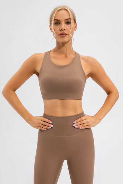 Round Neck Cutout Cropped Active Tank for Women Fitness - Selvanelle