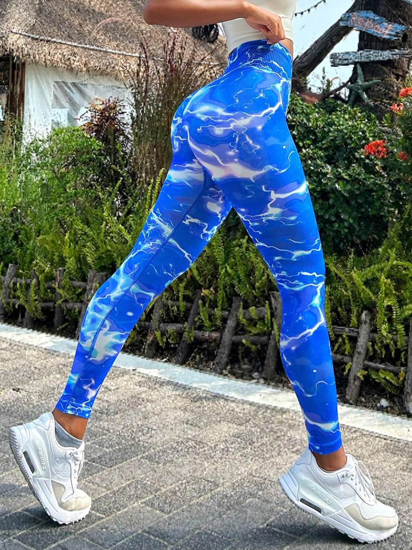Tie-dye Slim Fit High Waistband Long Active Pants - Selvanelle