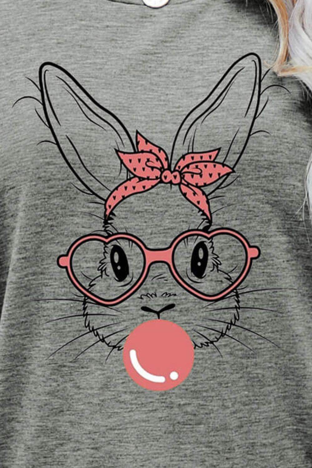 Easter Bunny Graphic Round Neck T-Shirt - Selvanelle