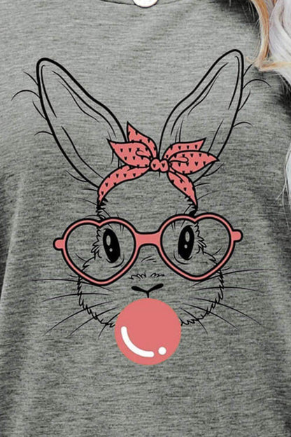 Easter Bunny Graphic Round Neck T-Shirt - Selvanelle