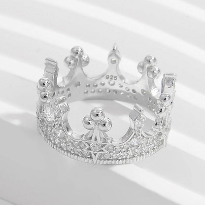 Crown Shape Zircon 925 Sterling Silver Ring for Women - Selvanelle