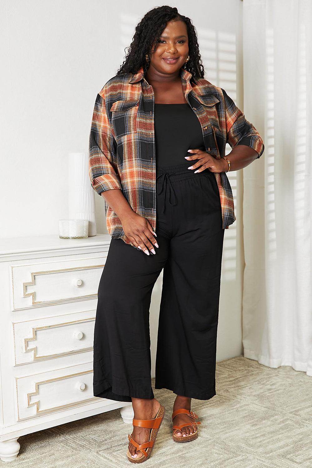 Mandy Plaid Dropped Shoulder Shirt for Casual Chic Style - Selvanelle