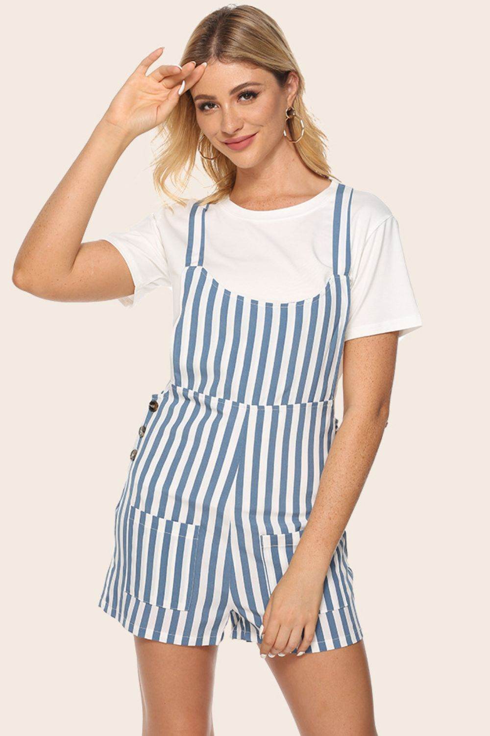 Striped Scoop Neck Romper - Selvanelle