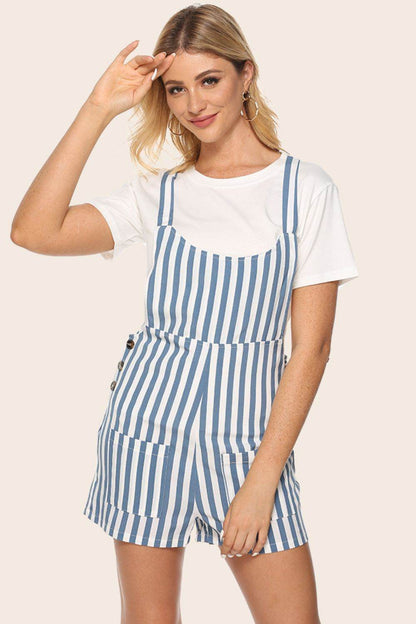 Striped Scoop Neck Romper - Selvanelle