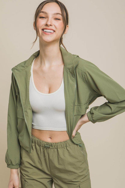 Love Tree Drawstring Hem Hooded Zip-Up Jacket for Women - Selvanelle