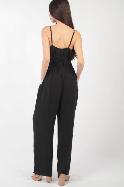 Very J Pintuck Detail Woven Sleeveless Jumpsuit Chic - Selvanelle