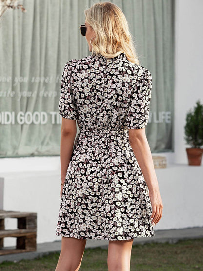 Ivy Lane Floral Mock Neck Mini Dress - Selvanelle