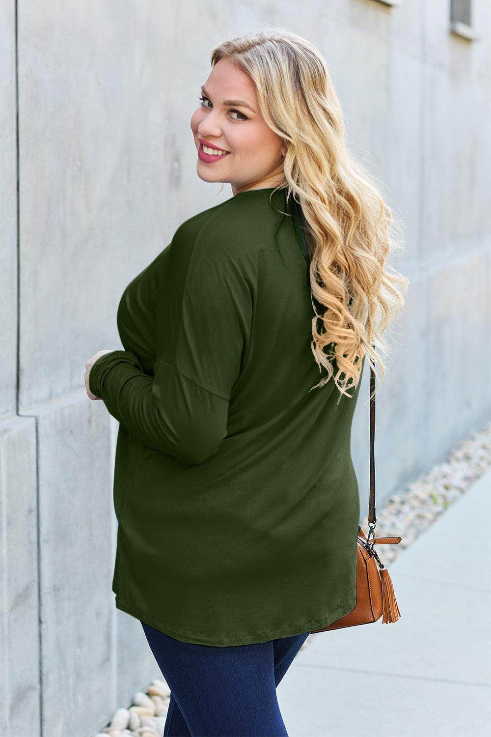 Basic Bae Full Size Round Neck Dropped Shoulder T-Shirt - Selvanelle