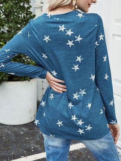 Cutout Round Neck Long Sleeve T-Shirt for Women Casual Wear - Selvanelle