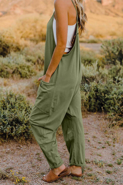 Double Take Full Size V-Neck Sleeveless Jumpsuit with Pockets - Selvanelle
