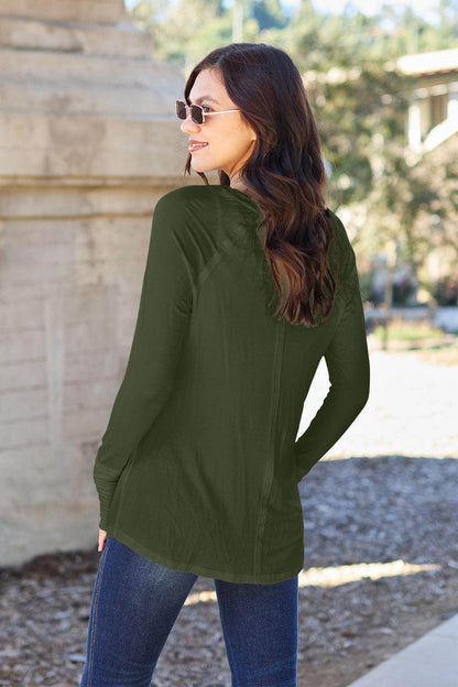Basic Bae Full Size Round Neck Long Sleeve T-Shirt for All - Selvanelle