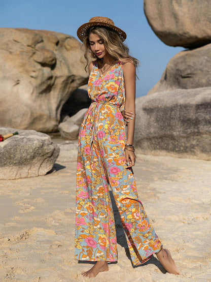 V-Neck Wide Leg Jumpsuit for Effortless Chic Style - Selvanelle