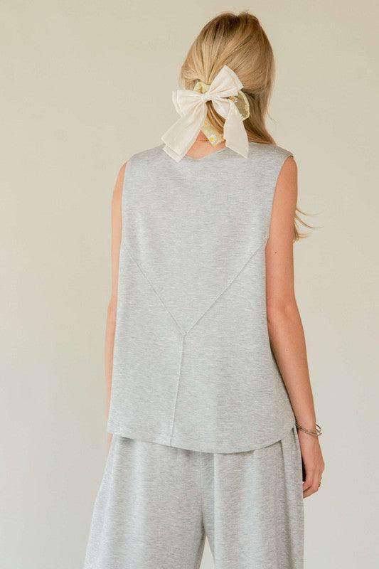 Davi & Dani Drawstring Hem Round Neck Tank and Pants Set - Selvanelle