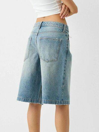 High Waist Denim Shorts with Pockets for Women Stylish - Selvanelle
