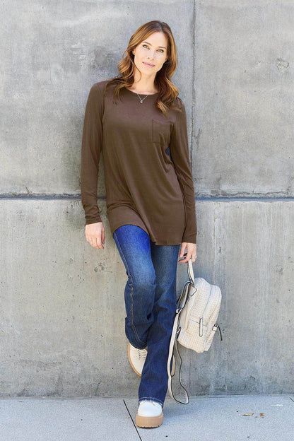 Basic Bae Full Size Round Neck Long Sleeve Top for Women - Selvanelle
