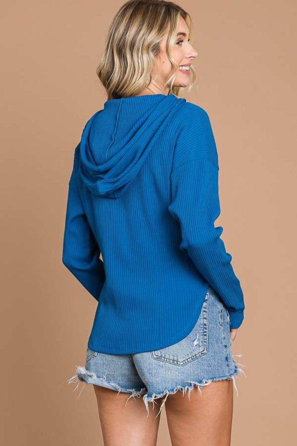 Culture Code Full Size Ribbed Zip Up Hooded Jacket - Selvanelle