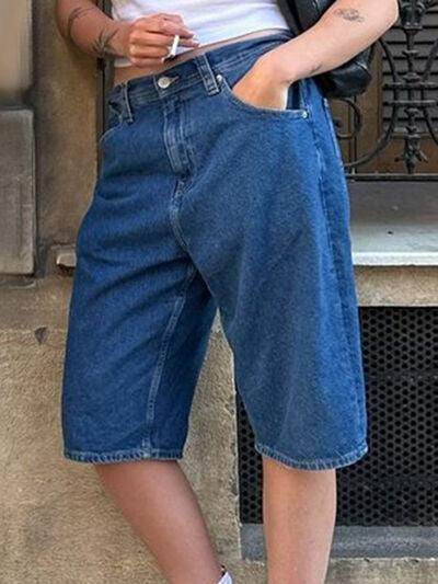 High Waist Denim Shorts with Pockets for Women Stylish - Selvanelle