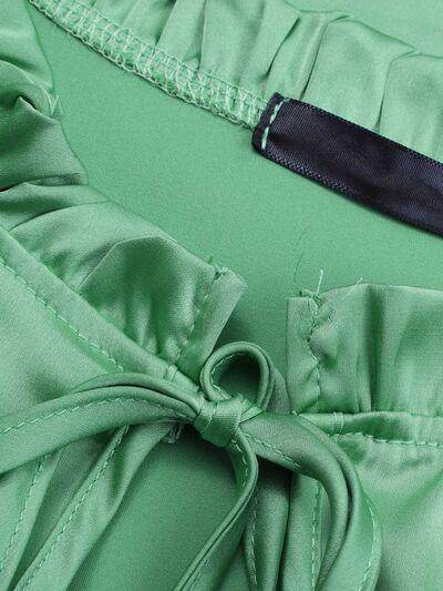 Frill Tied Lantern Sleeve Blouse for Stylish Women - Selvanelle