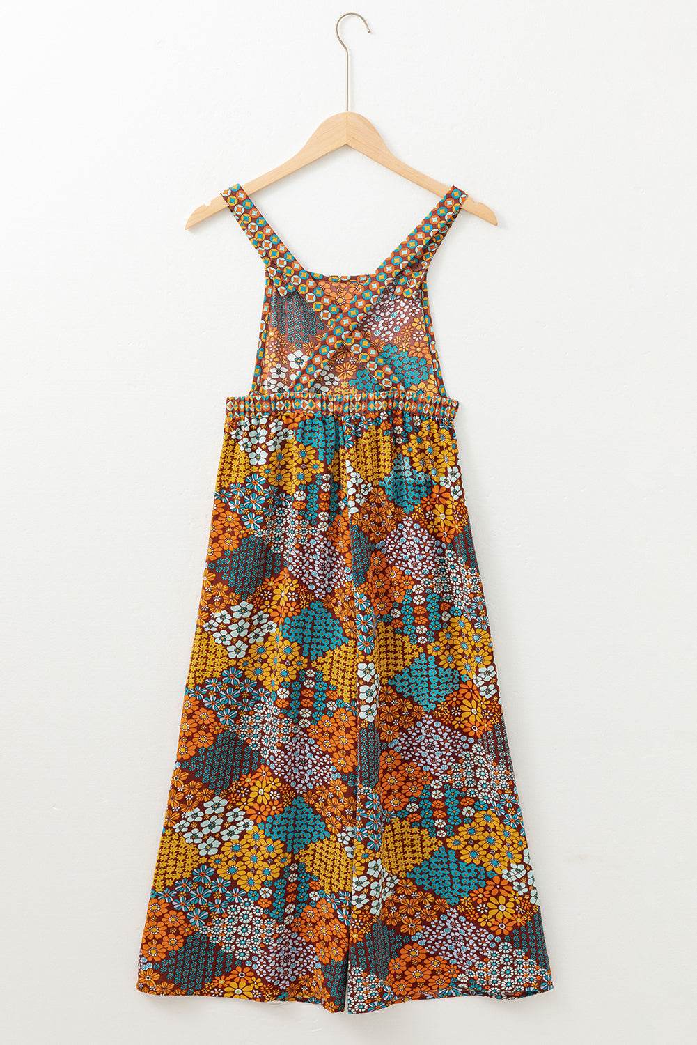 Floral Crisscross Strap Wide Leg Overalls - Selvanelle