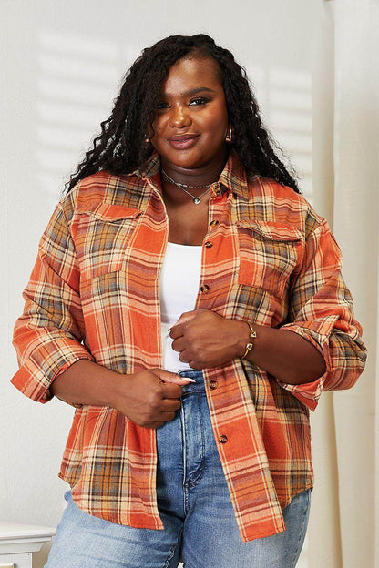 Mandy Plaid Dropped Shoulder Shirt for Casual Chic Style - Selvanelle