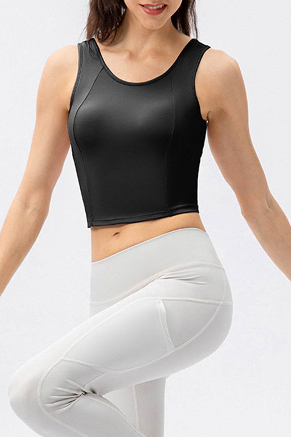 Round Neck Wide Strap Active Tank - Selvanelle