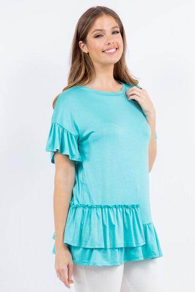 Celeste Full Size Ruffle Detail Asymmetrical Top Plus Size - Selvanelle